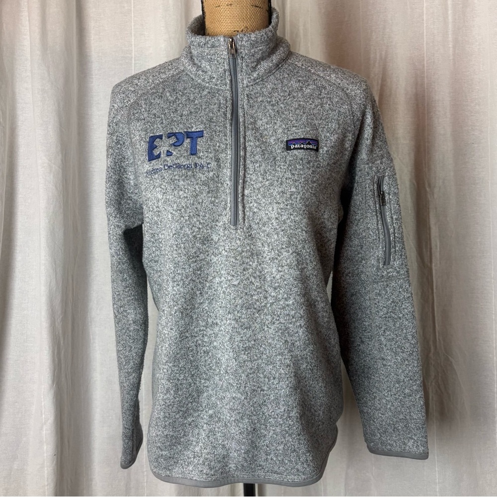 Patagonia Better Sweater Women’s Large Gray 1/4 Zip Fleece Long Sleeve Monogram